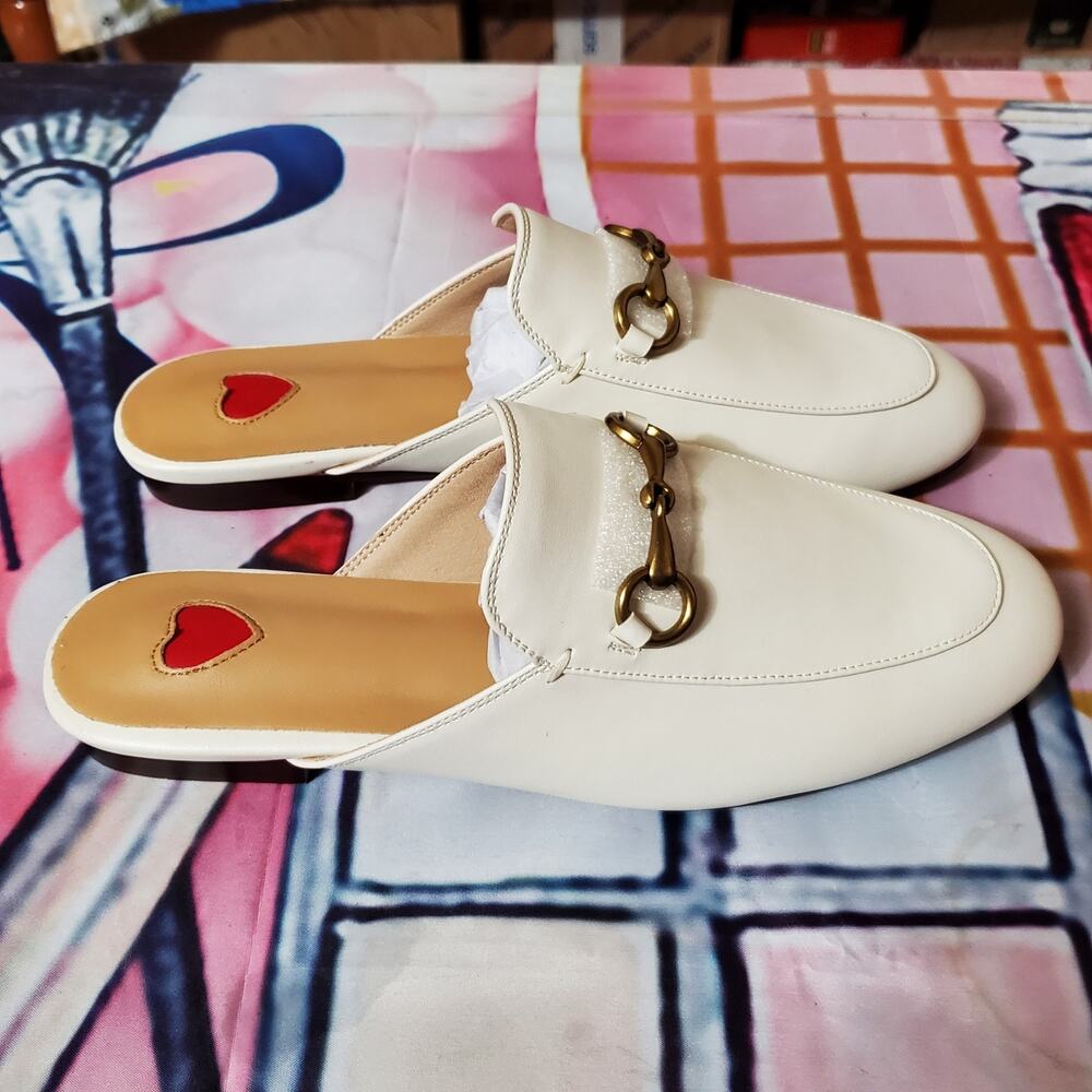 Women Mules Leather Slip On Mule Backless Low Heel Loafers Slide Slippers sz 9 - Picture 9 of 12